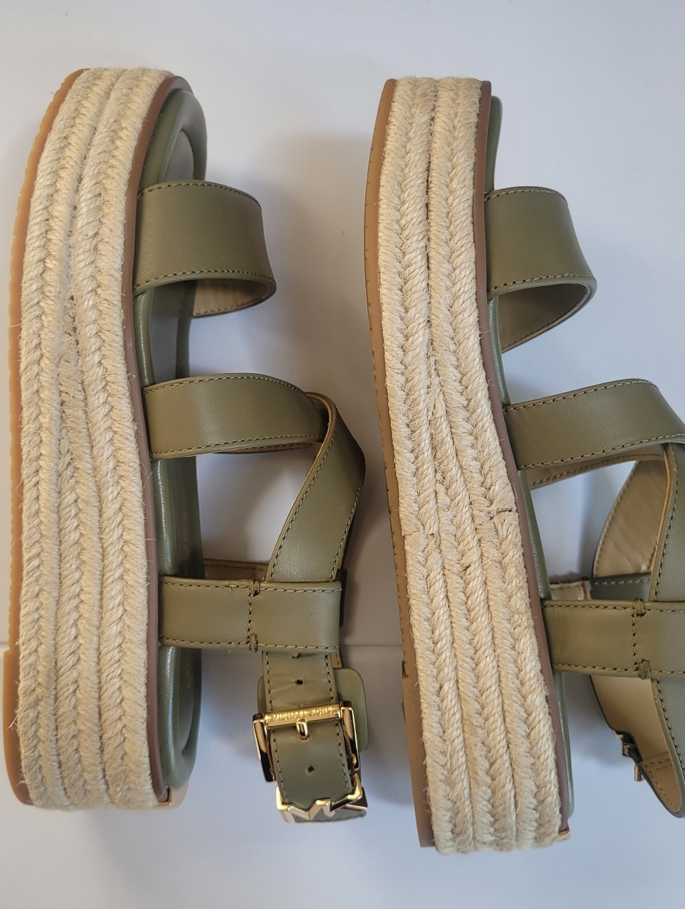 *NWOT* MICHAEL Kors Women's Lynn Buckle Espadrille Leather Sandals 5M - Picture 5 of 10